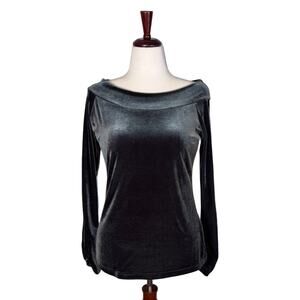 SnoSkins Blue Green Velvet Long Sleeve Off Shoulder Top   Size: L